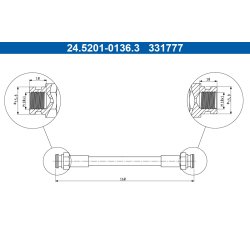 Brake Hose ATE 24.5201-0136.3 OE Ref 1H0611775