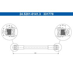 Brake Hose ATE 24.5201-0141.3 OE Ref 6Q0611775A