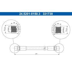Brake Hose ATE 24.5201-0150.3 OE Ref 811611775A