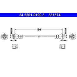 Flexible de frein ATE 24.5201-0190.3 pour RENAULT, KOLEOS OE 462104532R