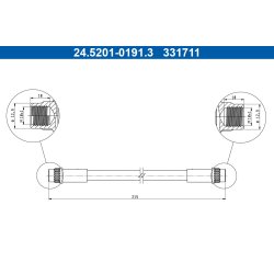 Flexible de frein ATE 24.5201-0191.3 pour NISSAN KUBISTAR OE 46211-00Q0C