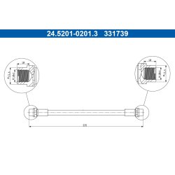 Flexible de frein ATE 24.5201-0201.3 pour AUDI 80 OE 8A0611775