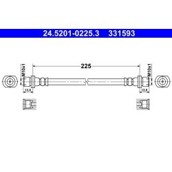 Flexible de frein ATE 24.5201-0225.3 pour CITROËN, PEUGEOT, TOYOTA