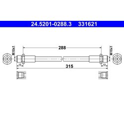 Flexible de frein ATE 24.5201-0288.3 pour TOYOTA YARIS OE 90947-02A47