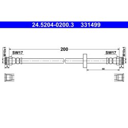 Flexible de frein ATE 24.5204-0200.3 pour FIAT, VAUXHALL DOBLO, COMBO