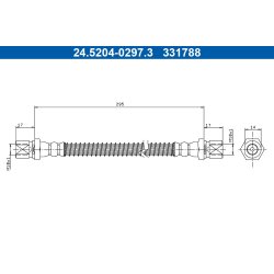 Flexible de frein ATE 24.5204-0297.3 pour PORSCHE 911 OE 96435513900