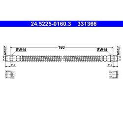 Flexible de frein ATE 24.5225-0160.3 pour VW TRANSPORTER OE 7D0611775D