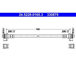 Flexible de frein ATE 24.5228-0165.3 pour FIAT, FORD 500, PANDA, KA