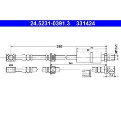 Flexible de frein ATE 24.5231-0391.3 pour CHEVROLET, VAUXHALL VECTRA OE 562364