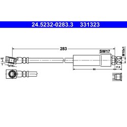Flexible de frein ATE 24.5232-0283.3 pour VAUXHALL CORSA, NOVA, NOVAVAN