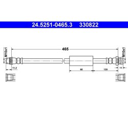 Flexible de frein ATE 24.5251-0465.3 pour NISSAN, VAUXHALL, RENAULT,