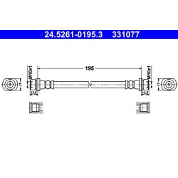 Flexible de frein ATE 24.5261-0195.3 pour DAIHATSU, TOYOTA CHARADE, YARIS