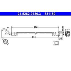 Flexible de frein ATE 24.5262-0180.3 pour TOYOTA AURIS, VERSO OE 90947-W2016