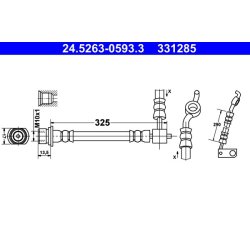 Flexible de frein ATE 24.5263-0593.3 pour TOYOTA YARIS OE 90947-02C81