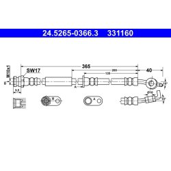 Flexible de frein ATE 24.5265-0366.3 pour MAZDA 2 OE D651-43-980