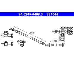 Flexible de frein ATE 24.5265-0498.3 pour SUBARU, TOYOTA OE 90947-02G34