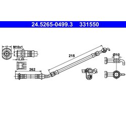 Flexible de frein ATE 24.5265-0499.3 pour SUBARU, TOYOTA OE 90947-02G35