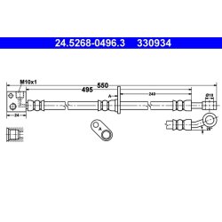 Flexible de frein ATE 24.5268-0496.3 pour HONDA CITY, JAZZ OE 01464-SAA-G00