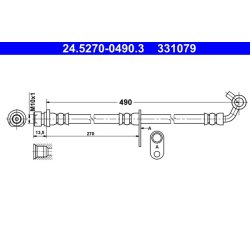 Flexible de frein ATE 24.5270-0490.3 pour HONDA CR-V OE 01466-S9A-E01