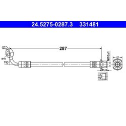 Flexible de frein ATE 24.5275-0287.3 pour TOYOTA RAV OE 90947-02F52