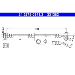 Flexible de frein ATE 24.5275-0341.3 pour TOYOTA AURIS, AVENSIS OE 90947-W2017