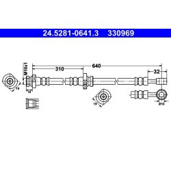 Flexible de frein ATE 24.5281-0641.3 pour NISSAN PRIMERA OE 46211-AV710