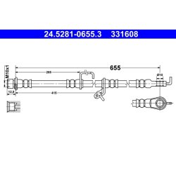 Flexible de frein ATE 24.5281-0655.3 pour TOYOTA AURIS, COROLLA, VERSO