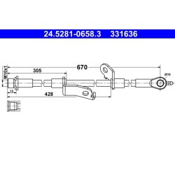Brake Hose ATE 24.5281-0658.3 OE Ref 90947W2013