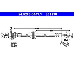 Flexible de frein ATE 24.5283-0403.3 pour CHEVROLET, DAEWOO, GM CORÉE
