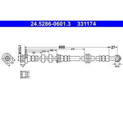 Flexible de frein ATE 24.5286-0601.3 pour CITROËN, MITSUBISHI, PEUGEOT