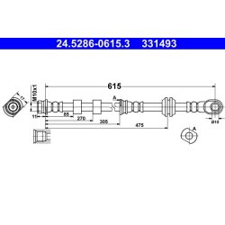 Brake Hose ATE 24.5286-0615.3 OE Ref 4650A645