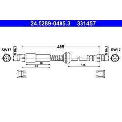 Flexible de frein ATE 24.5289-0495.3 pour VW CADDY OE 2K0611775P