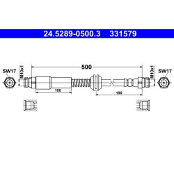 Flexible de frein ATE 24.5289-0500.3 pour VW CADDY OE 2K5611775K