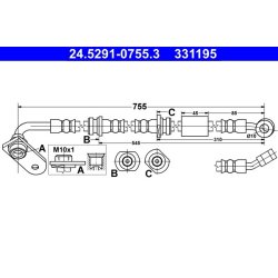 Flexible de frein ATE 24.5291-0755.3 pour SUZUKI GRAND OE 51540-67D00