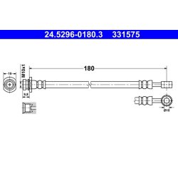 Flexible de frein ATE 24.5296-0180.3 pour SUZUKI SWIFT, SX4 OE 51570-80J10