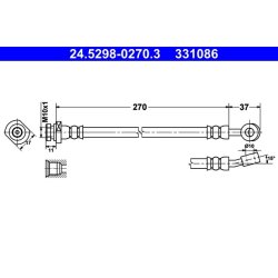 Flexible de frein ATE 24.5298-0270.3 pour KIA CEE'D, PRO OE 58737-1H300