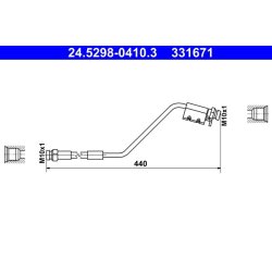 Flexible de frein ATE 24.5298-0410.3 pour HYUNDAI, KIA ix20, VENGA