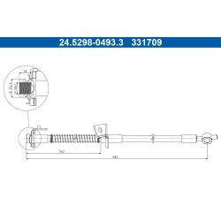 Flexible de frein ATE 24.5298-0493.3 pour HYUNDAI, KIA i30, CEE'D, PRO
