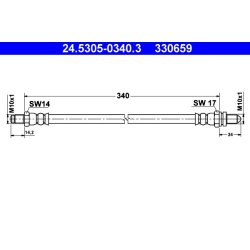 Brake Hose ATE 24.5305-0340.3 OE Ref 1076426
