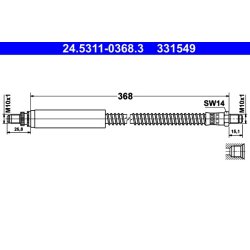Flexible de frein ATE 24.5311-0368.3 pour LAND ROVER DEFENDER OE SHB101370