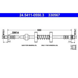 Flexible de frein ATE 24.5411-0550.3 pour CITROËN XM OE 96037346