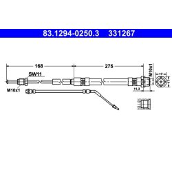 Brake Hose ATE 83.1294-0250.3 OE Ref 34326766967