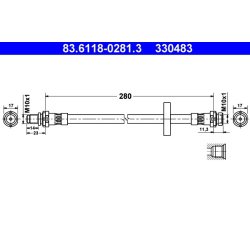 Brake Hose ATE 83.6118-0281.3 OE Ref 97BG2282AA