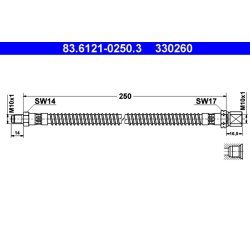 Brake Hose ATE 83.6121-0250.3 OE Ref 92835508002