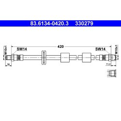 Flexible de frein ATE 83.6134-0420.3 pour BMW Série 5, 7 et 8