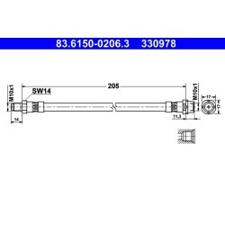 Flexible de frein ATE 83.6150-0206.3 pour BMW Z4 OE 34306762185
