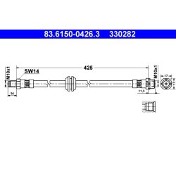 Flexible de frein ATE 83.6150-0426.3 pour BMW Série 3 et Z3