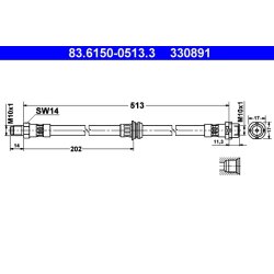 Brake Hose ATE 83.6150-0513.3