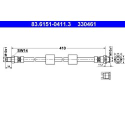 Flexible de frein ATE 83.6151-0411.3 pour BMW Série 5
