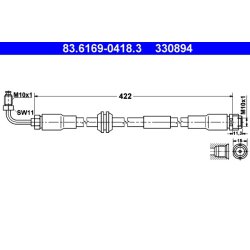 Brake Hose ATE 83.6169-0418.3 OE Ref 8E0611707H